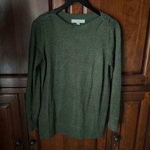 LOFT boat neck green sweater, size Medium (M)